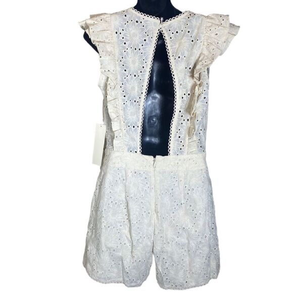 Happy x nature eyelet coquette ruffle romper NWT cream white 6 flaw fairy preppy - Picture 4 of 11